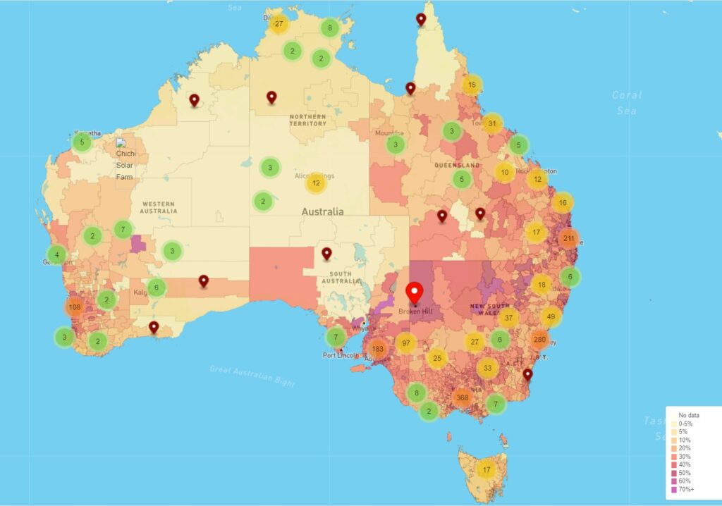 solar map developed by the Australian PV Institute